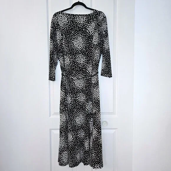 Laura Plus Black & White Square Polka-Dot A-Line Belted Midi Dress | Size 2X - Picture 3 of 8